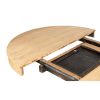 Mesa de comedor redonda extensible de diseño rústico colonial madera de olmo acabado natural6