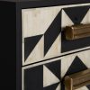 Mesita de noche de diseño art decó hierro negro y dorado y hueso5