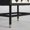 Mesita de noche de diseño art decó hierro negro y dorado y hueso6