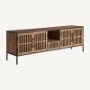 Mueble de televisión de diseño industrial oriental madera de mango natural y hierro color negro2