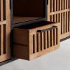 Mueble de televisión de diseño industrial oriental madera de mango natural y hierro color negro6