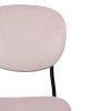 Silla diseño vintage tapizado color rosa claro con patas de hierro color negro4
