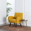 Sillón con reposabrazos diseño vintage tapizado terciopelo color amarillo patas de madera de abedul6