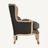 Sillón de diseño clásico madera de mango acabado natural tapizado color gris con cojín3