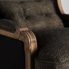 Sillón de diseño clásico madera de mango acabado natural tapizado color gris con cojín4