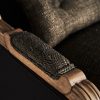 Sillón de diseño clásico madera de mango acabado natural tapizado color gris con cojín5