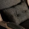Sillón de diseño clásico madera de mango acabado natural tapizado color gris con cojín6
