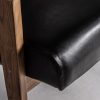 Sillón de diseño rústico vintage madera de teka acabado natural tapizado piel color negro6
