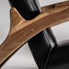 Sillón de diseño rústico vintage madera de teka acabado natural tapizado piel color negro7