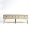 VITE-R1 Mueble de televisión diseño vintage Art Decó 180 madera blanco grisáceo y metal dorado envejecido 3