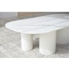 34AC22535 Mesa de centro de diseño moderno NORTE 120 fresno natural teñido blanco y cerámico acabado mármol blanco y gris