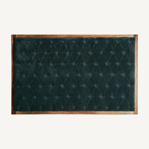 Cabecero de cama de diseño clásico vintage madera de mango tapizado capitoné terciopelo color verde