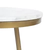 Juego 2 mesas auxiliares redondas diseño vintage metal dorado y mármol color blanco 3