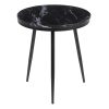 Juego 2 mesas auxiliares redondas diseño vintage metal y mármol color negro2