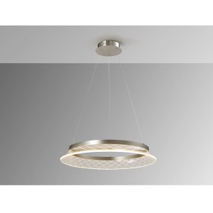 Lámpara de techo de diseño moderno metal acabado cromo y aro transparente tallado3