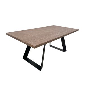 Mesa comedor gran tamaño diseño rústico industrial madera de roble y patas acero negro