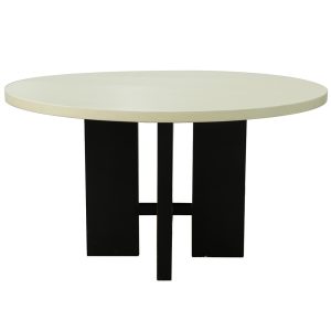 Mesa comedor redonda diseño moderno madera roble lacado blanco y negro