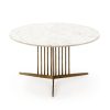 Mesa de centro redonda diseño vintage Art Decó mármol blanco y metal dorado (2)