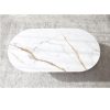 Mesa de centro semi oval de diseño moderno piedra sinterizada mármol blanco gris y ocre fresno acabado natural3