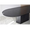 Mesa de comedor diseño moderno base facetada chapa de madera fresno natural color negro acabado mate2