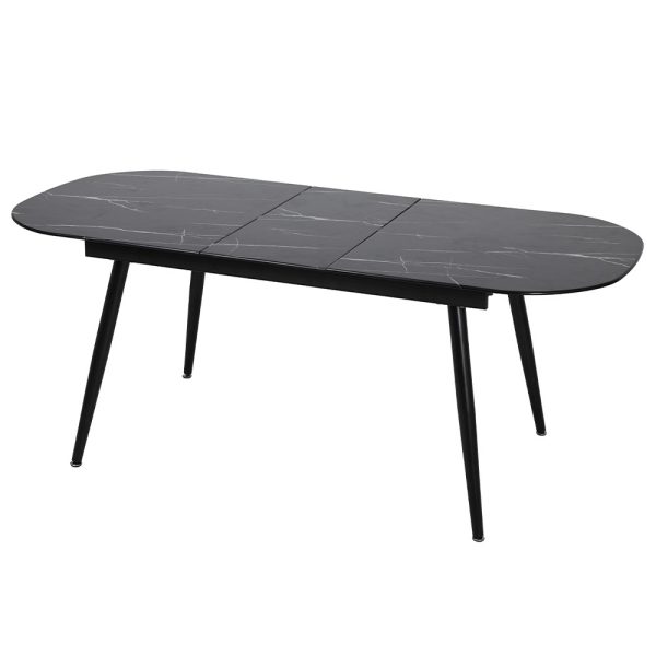 Mesa de comedor extensible diseño moderno tablero imitación mármol negro