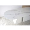 Mesa de comedor ovalada piedra sinterizada acabado marmol blanco y gris fresno teñido blanco2
