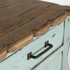 Mesita de noche de diseño clásico provenzal madera de olmo natural y azul con efecto envejecido tiradores metal3