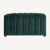 Pie de cama de diseño vintage tapizado terciopelo color verde con costuras verticales