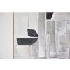 Pintura abstracta sobre lienzo tonos blanco gris y negro con marco color madera2