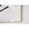 Pintura abstracta sobre lienzo tonos blanco gris y negro con marco color madera4