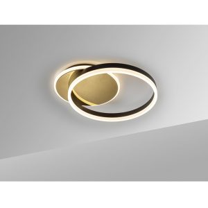 Plafón de techo LED de diseño moderno acero dorado y aluminio negro mate2
