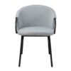 Silla con reposabrazos de diseño moderno CARLA acero negro y tapizado gris o beige