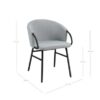 Silla con reposabrazos de diseño moderno CARLA acero negro y tapizado gris o beige