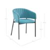 Silla con reposabrazos de diseño moderno CLARISE acero negro y tapizado turquesa o mostaza
