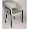Silla con reposabrazos diseño moderno ALMA acero negro y tapizado algodón beige