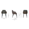 Silla diseño moderno acero negro y lino marrón con reposabrazos polipiel marrón