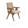 Sillón con reposabrazos diseño moderno vintage ANTONELLA roble natural y tapizado beige