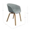 Sillón de diseño nórdico NANTE polipiel rosa con patas acero imitación madera
