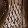 Sillón giratorio diseño clásico vintage tapizado piel color marrón con costuras y tachuelas pata de hierro7