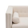 Sofá de diseño vintage tapizado capitoné color beige con patas de madera4