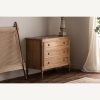 Cómoda de diseño clásico 110 madera de mango acabado natural con 3 cajones y tallas florales 7