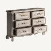 Cómoda de diseño clásico vintage 134 madera de abeto acabado envejecido 6 cajones 3