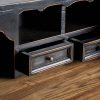 Escritorio diseño clásico vintage SVEG 117 madera de olmo acabado negro y natural con efecto envejecido 3