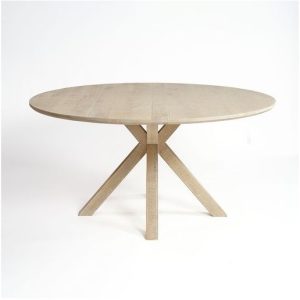 Mesa comedor redonda gran tamaño diseño rústico nórdico madera roble blanqueado 1