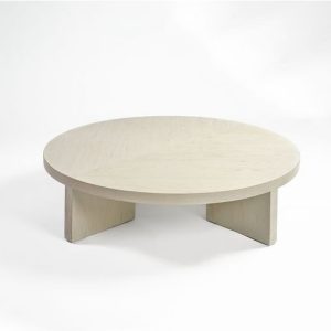 Mesa de centro redonda diseño moderno madera blanco grisáceo 1