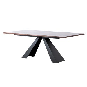 Mesa de comedor de diseño industrial FLORENCIA 200 chapa de madera color marrón y hierro color negro