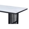 Mesa de comedor de diseño moderno 200 madera de mango color negro y mármol color blanco 2