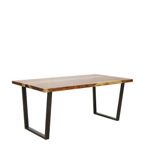 Mesa de comedor de diseño rústico industrial madera de suar y hierro color negro