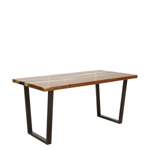 Mesa de comedor de diseño rústico industrial madera de suar y hierro color negro