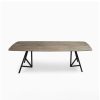 Mesa de comedor gran tamaño diseño industrial madera roble grisáceo y metal negro 2